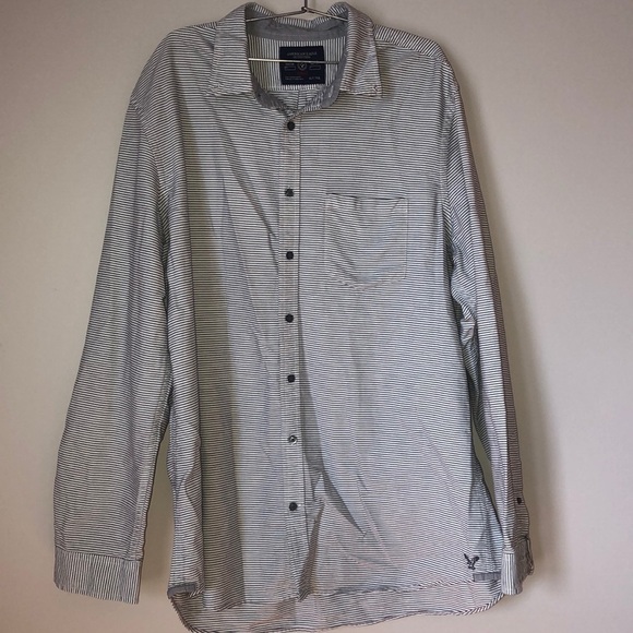 American Eagle Dress Shirt Mens XLT Slim Fit Stripe Button Down - Picture 2 of 9